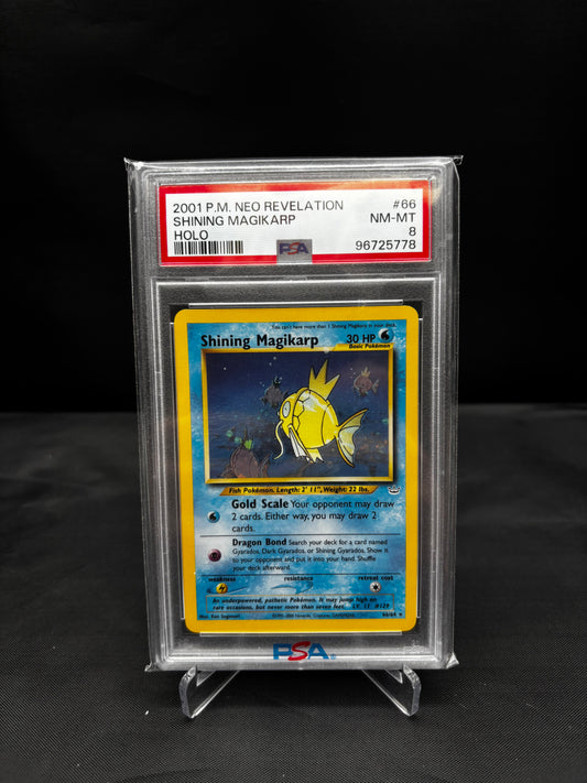 SHINING MAGIKARP 66/64 | PSA 8 | Neo Revelation Holo Graded Pokémon Card